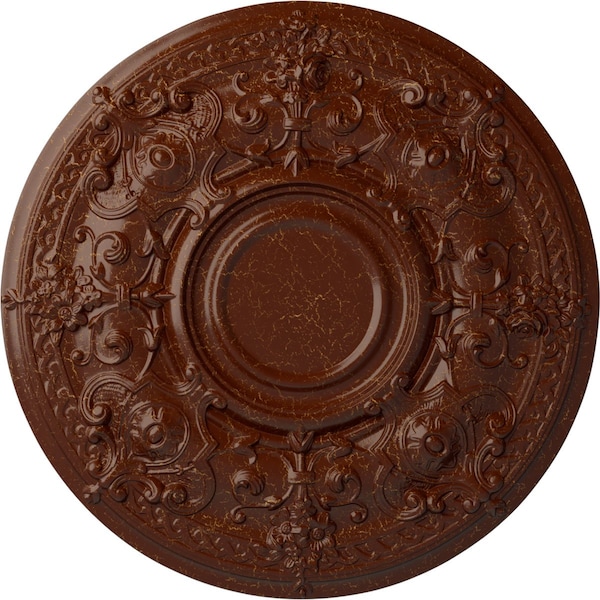Ekena Millwork Oslo Ceiling Medallion (Canopies up to 10 1/2"), 28 1/8"OD x 1 3/4"P, Burnished Mahogany Crackle CM28OSBMC - main